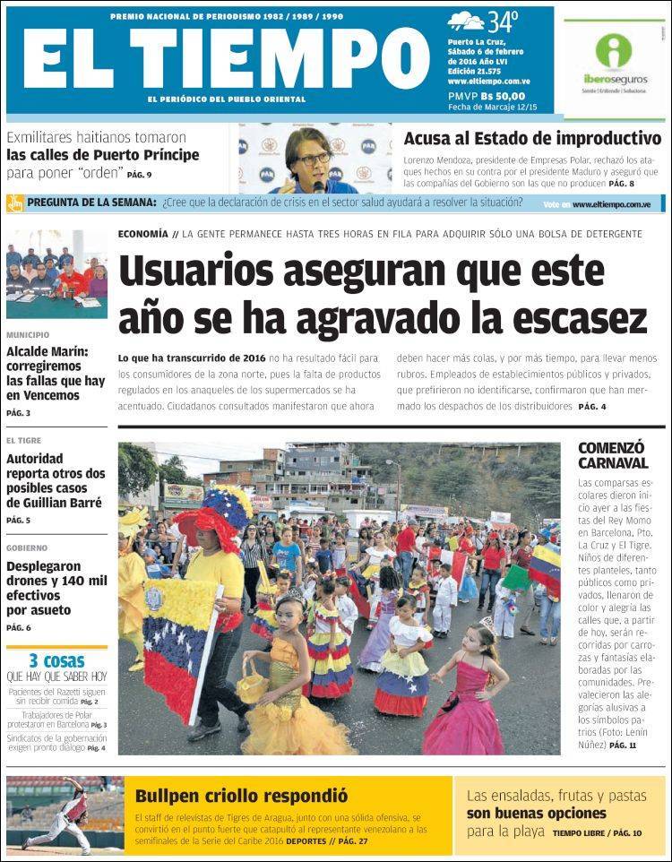 Periódico venezolano El Tiempo.
