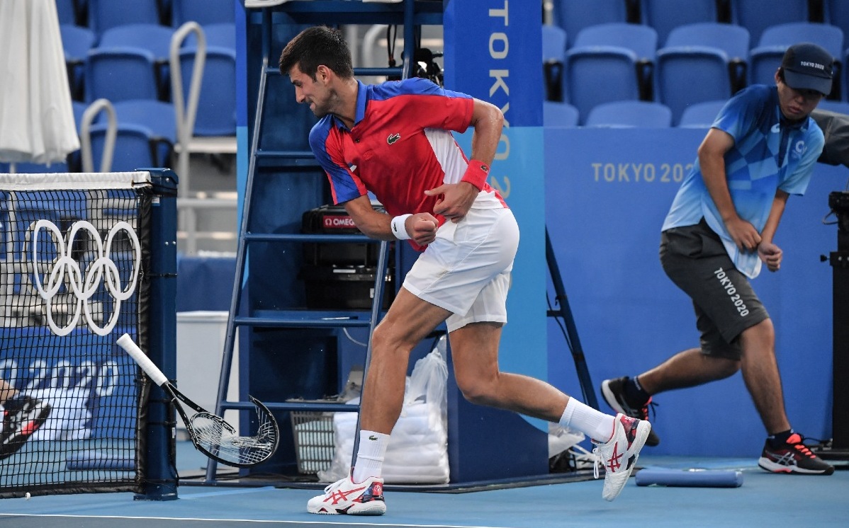 Novak Djokovic enfurecido tras su derrota ante Carreño