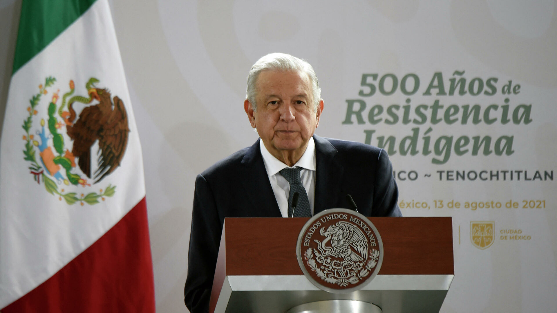 López Obrador pidió perdón por la "catástrofe" provocada por la conquista española al conmemorar la 500 años de la toma de Tenochtitlan.
