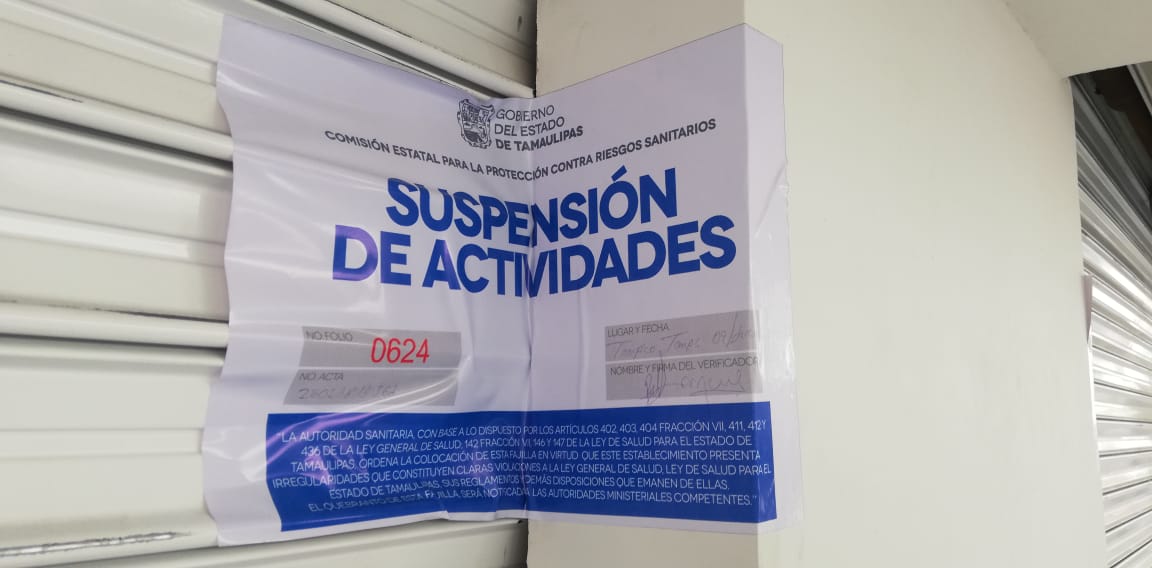 suspende cinco negocios por covid