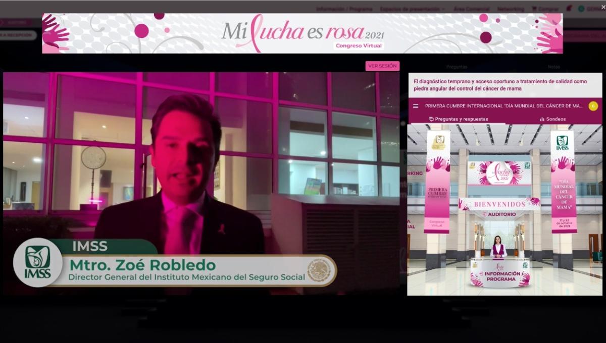 En el mes sobre el cáncer de mama, el director del IMSS, Zoé Robledo, dio inicio a la Primera Cumbre Internacional 'Mi Lucha es Rosa 2021'