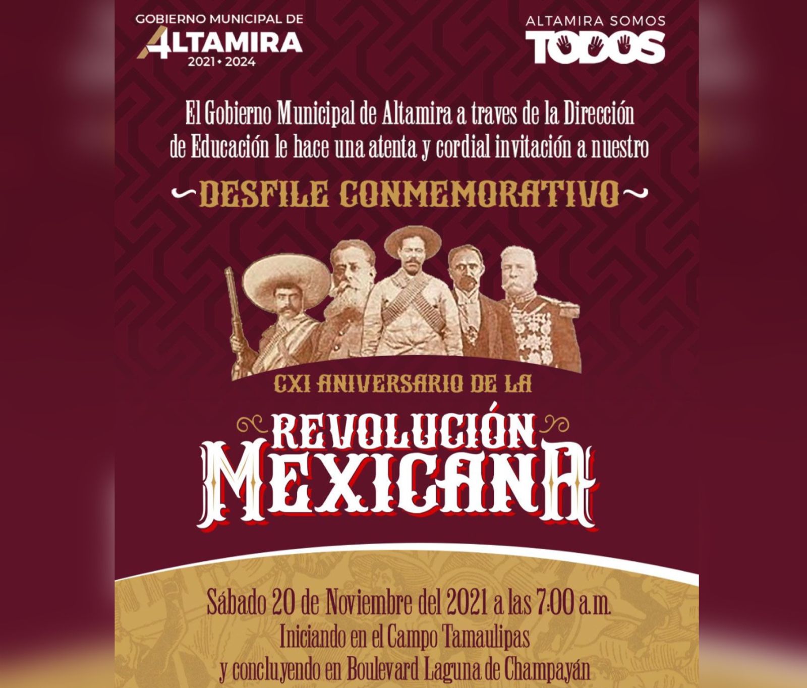 Altamira sí desfilará el 20 de noviembre