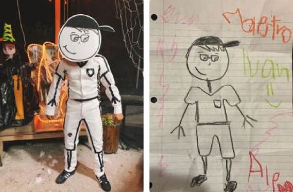 Maestro se disfraza de dibujo hecho por alumna