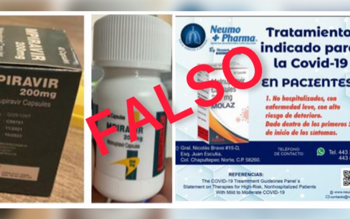 Tras aprobarse un medicamento contra la COVID-19, la COFEPRIS emite una alerta por la aparición y comercialización de un falso Molnupiravir.