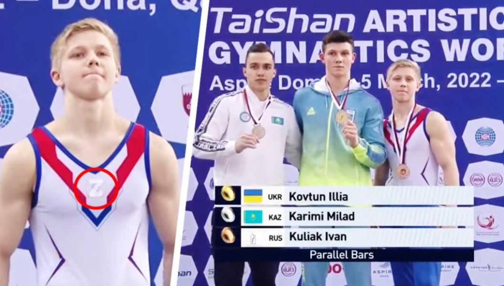 Kuliak subió al podio con el escudo del ejercito ruso