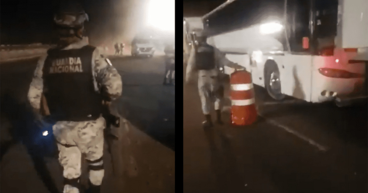Un video que circuló en redes sociales mostró como la Guardia Nacional dispara contra un camión que huía de un retén en Acayucan, Veracruz.