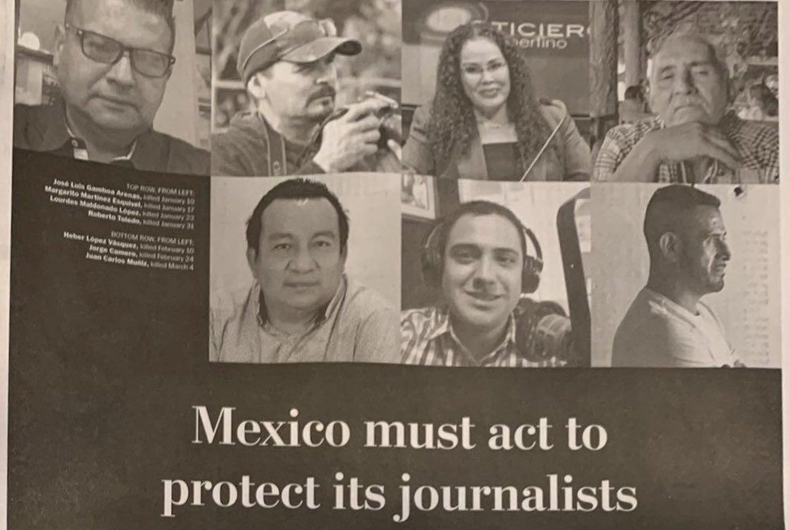 The Washington Post y RSF exigen mediante desplegado protección a periodistas en México. "Es el país más peligroso para la prensa", recuerdan.