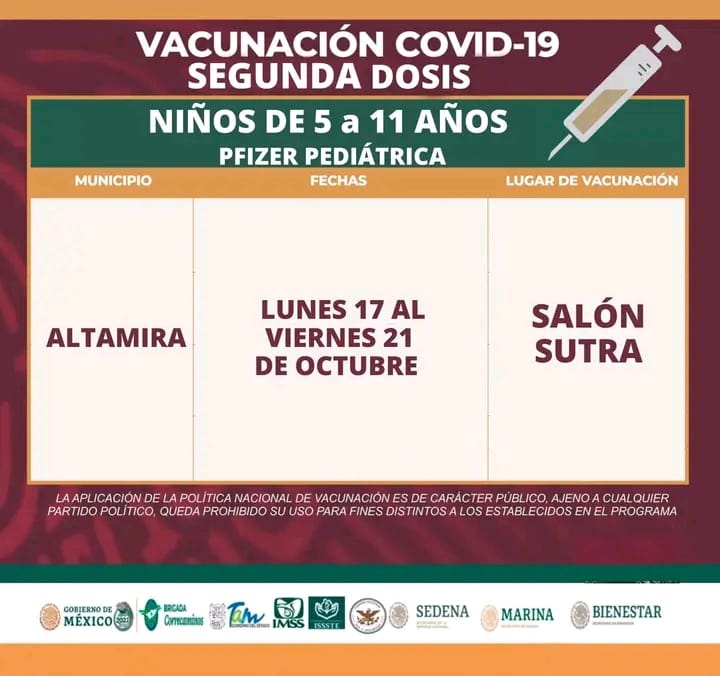 aplicación de la segunda dosis