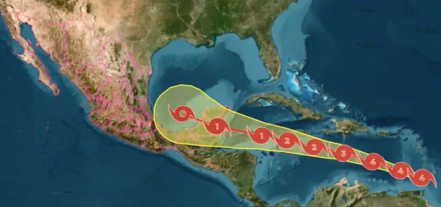 Huracán Beryl impactará dos veces en México. El siniestro tocará tierra este fin de semana; ésta es su trayectoria.