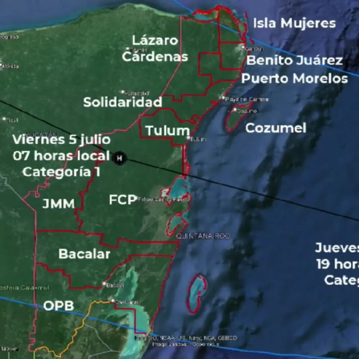 Estiman que huracán Beryl impacte la noche del jueves o madrugada del viernes entre Tulum y Carrillo Puerto.